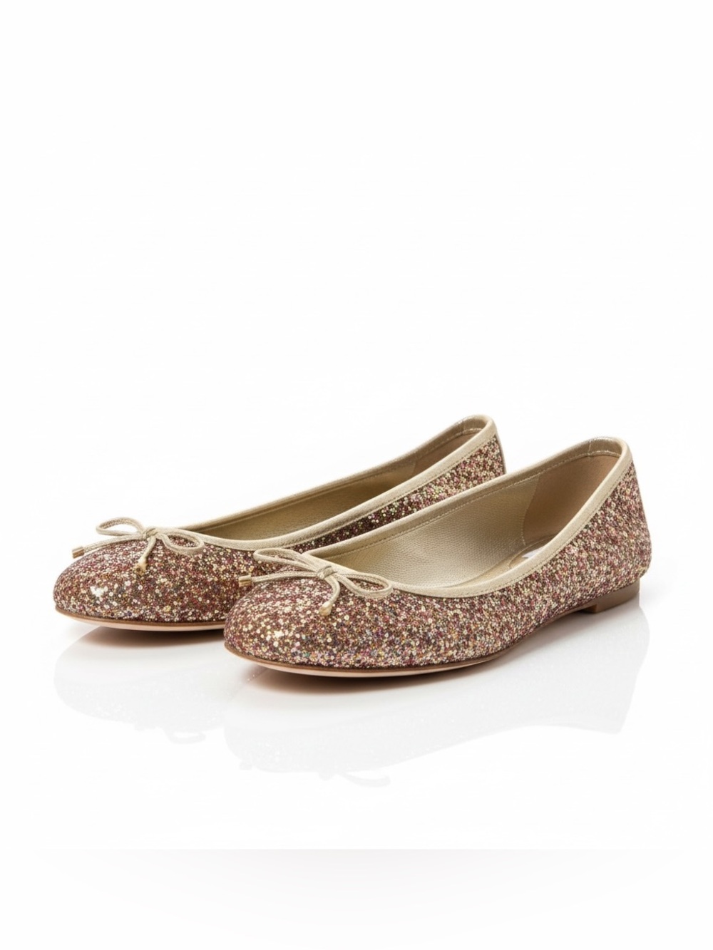 Jimmy Choo Multicolor Glitter Bow Ballet Flats